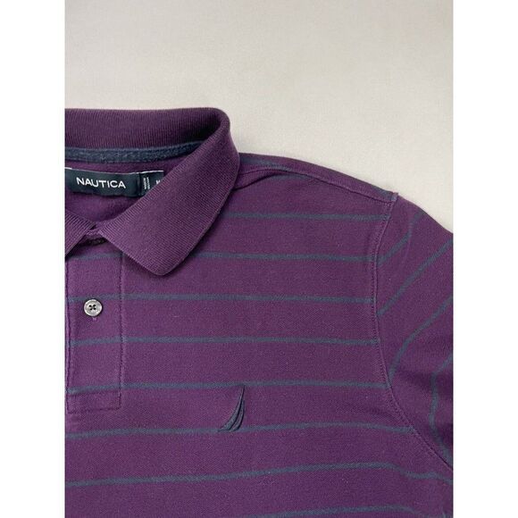 Nautica Polo Shirt Men Adult Medium Purple Colorblock Short Sleeve - Picture 2 of 7